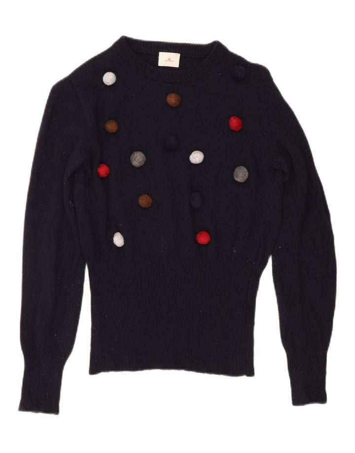 PEUTEREY Womens Crew Neck Jumper Sweater IT 42 Medium Navy Blue Wool Vintage PEUTEREY and Second-Hand PEUTEREY from Messina Hembry 