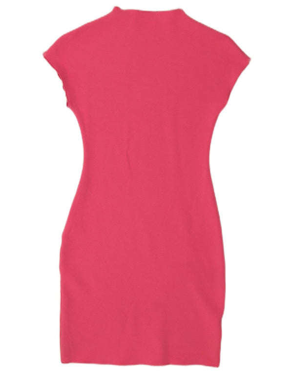 Zara Damen Figurbetontes Kleid UK 8 Small Rosa Viskose