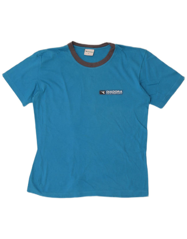 Diadora Herren T-Shirt Top Large Blau Colourblock Baumwolle