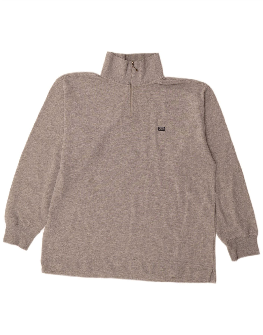 Asics Herren-Sweatshirt mit Reißverschluss am Hals, Größe L, Grau