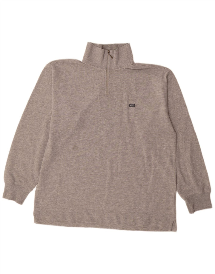 Asics Herren-Sweatshirt mit Reißverschluss am Hals, Größe L, Grau