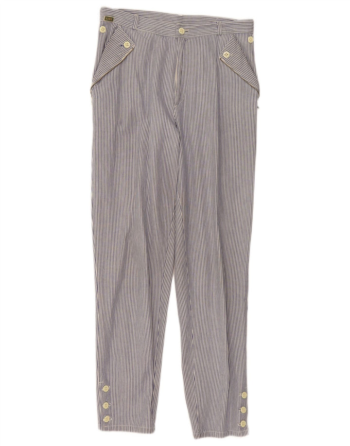 Vintage Damen Slim Casual Hose W28 L28 Blaue Nadelstreifen