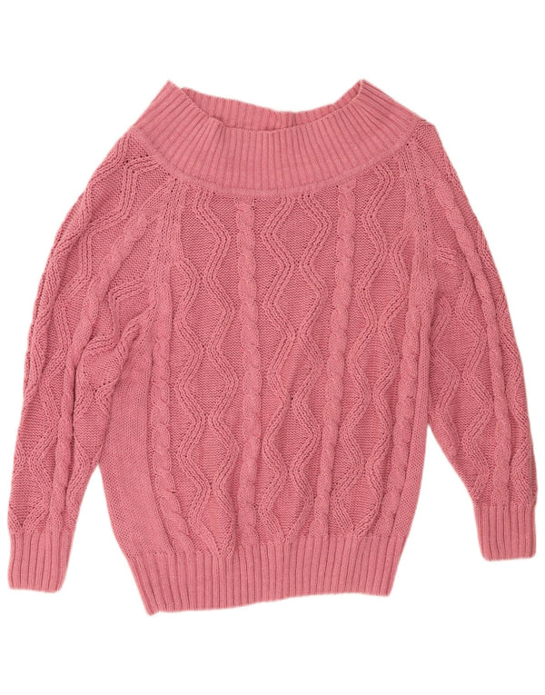 Vintage Damen Pullover mit U-Boot-Ausschnitt IT 52 2XL Pink Ramie