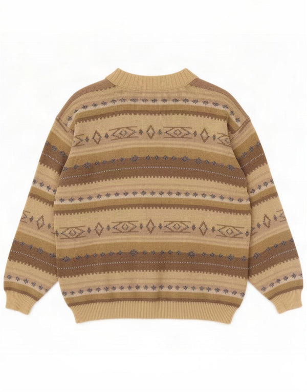 Settebello Herren-Strickjacke, groß, braun, geometrisch