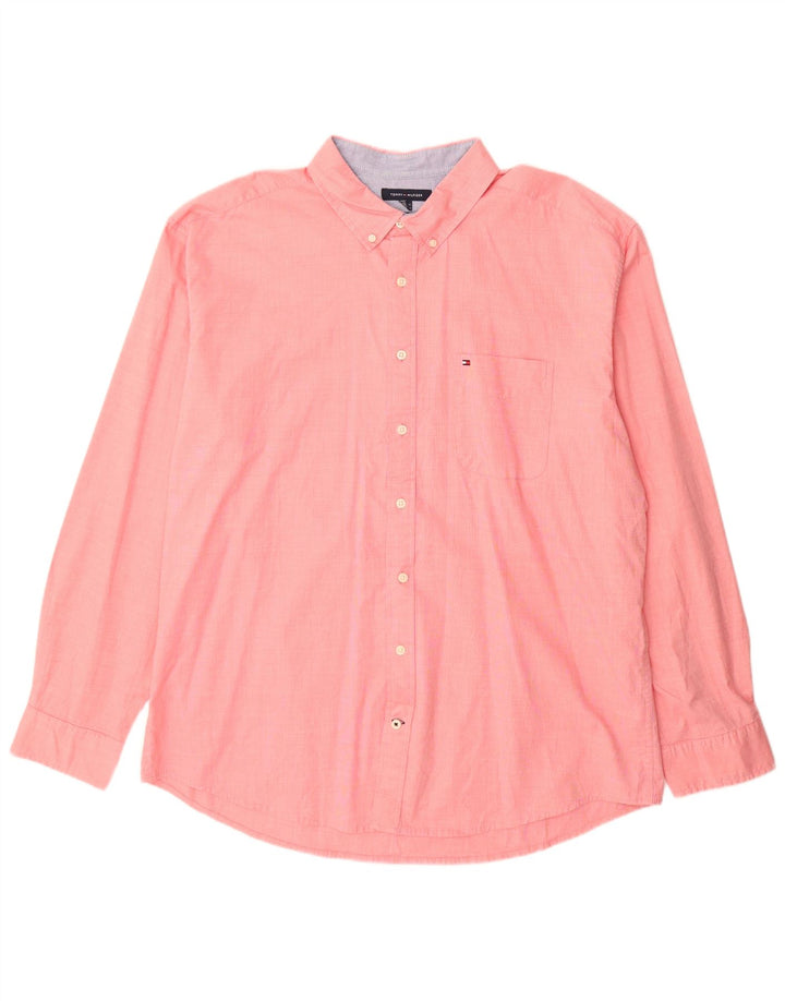 Tommy Hilfiger Herren-Hemd mit klassischer Passform, 2XL, rosa Baumwolle