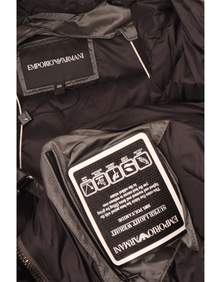 Emporio Armani Herren-Kapuzenjacke, wattiert, IT 50, mittelgraues Polyamid