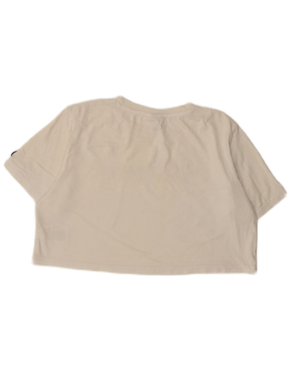 Ellesse Damen Crop Graphic T-Shirt Top UK 12 Mittelweiße Baumwolle