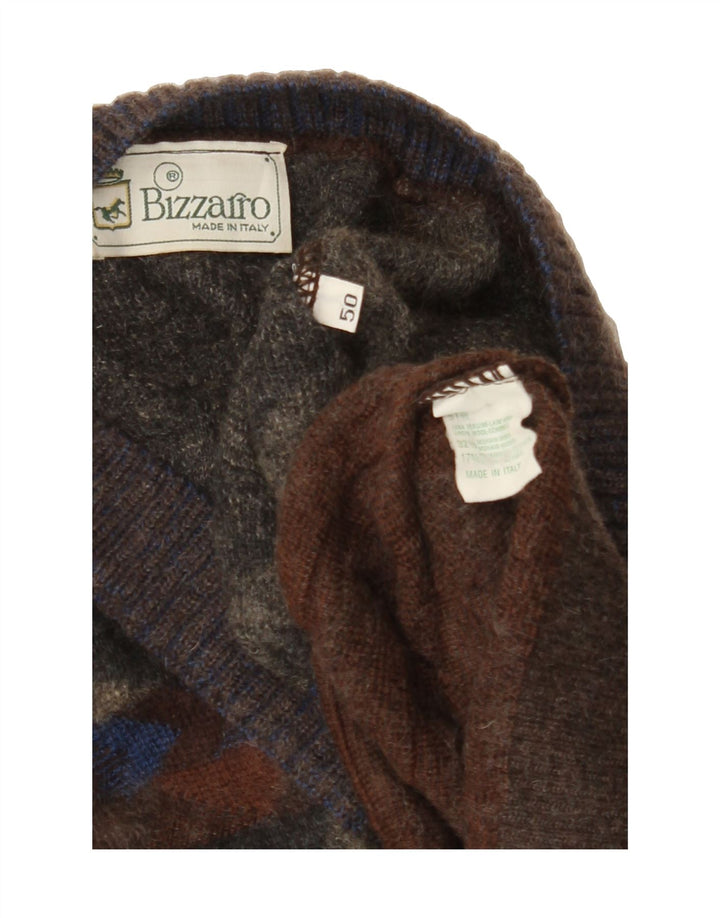 BIZZARRO Mens V-Neck Jumper Sweater IT 50 Medium Multicoloured Geometric Vintage Bizzarro and Second-Hand Bizzarro from Messina Hembry 