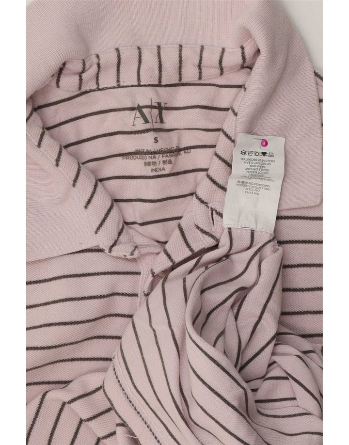 Armani Exchange Herren-Poloshirt, klein, rosa, gestreift, Baumwolle