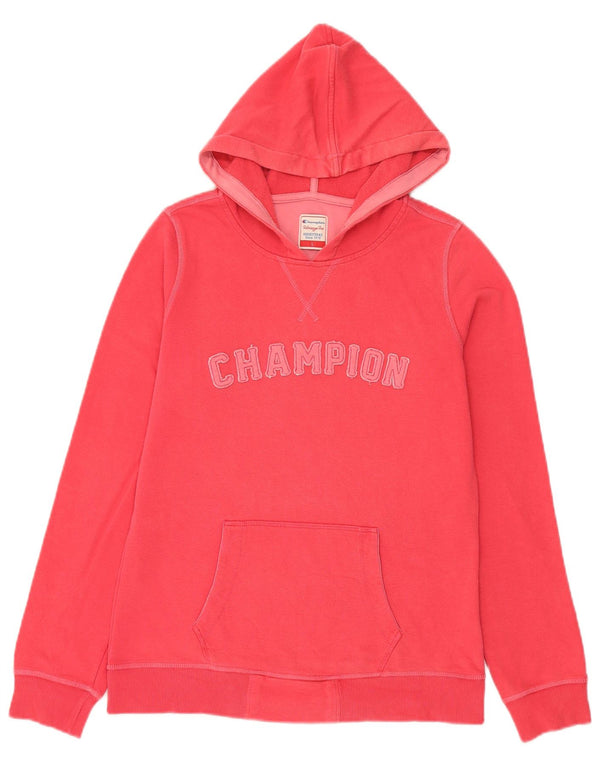 Champion Womens Graphic Hoodie Pullover UK 14 Große rosa Baumwolle