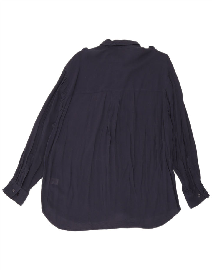 French Connection Damen-Hemdbluse, UK 12, mittlere marineblaue Viskose