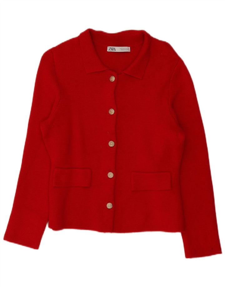 Zara Damen-Cardigan-Pullover UK 14 Mittelrote Viskose