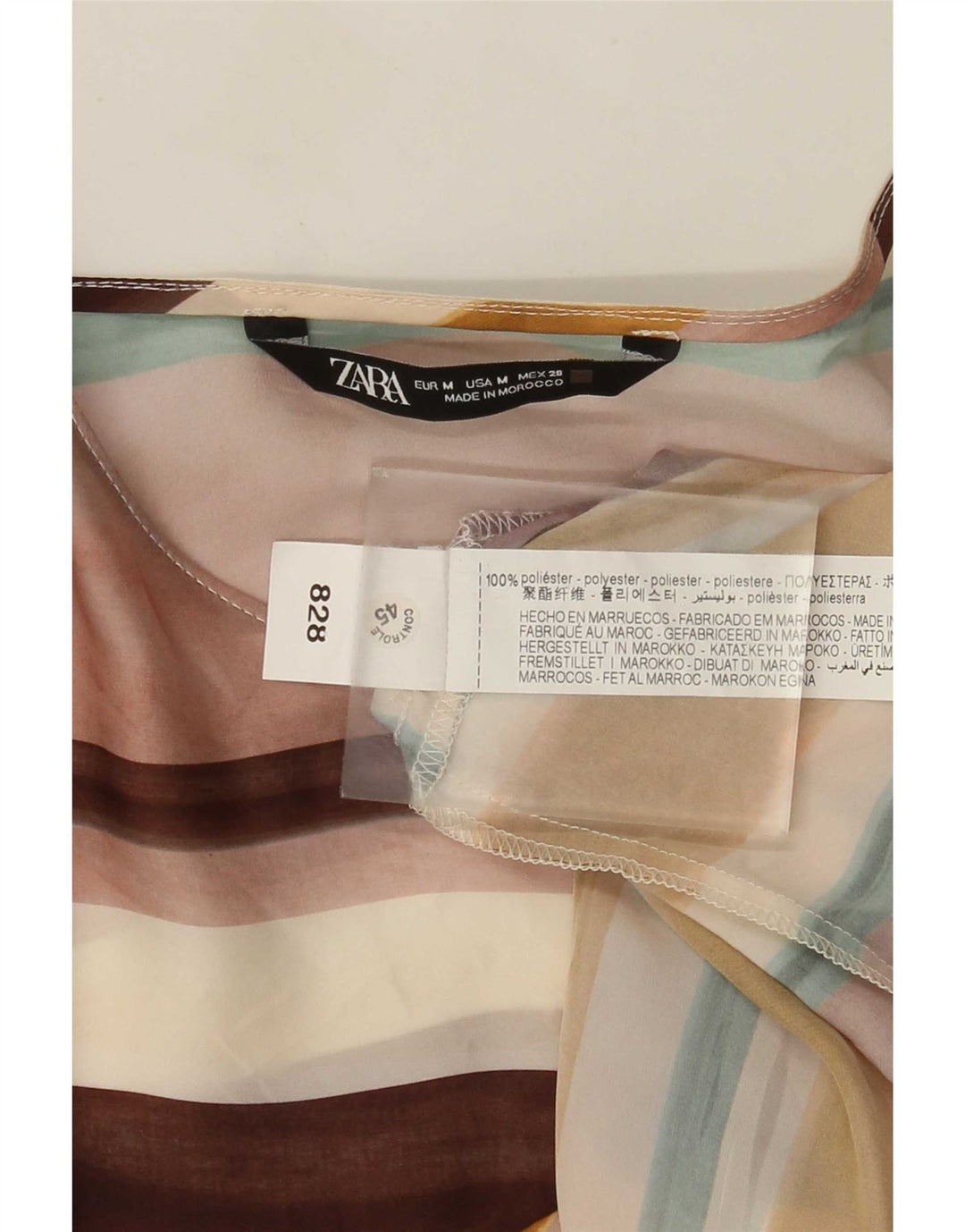 Zara Damen Langarm-Blusenoberteil UK 12 Medium Mehrfarbig gestreift