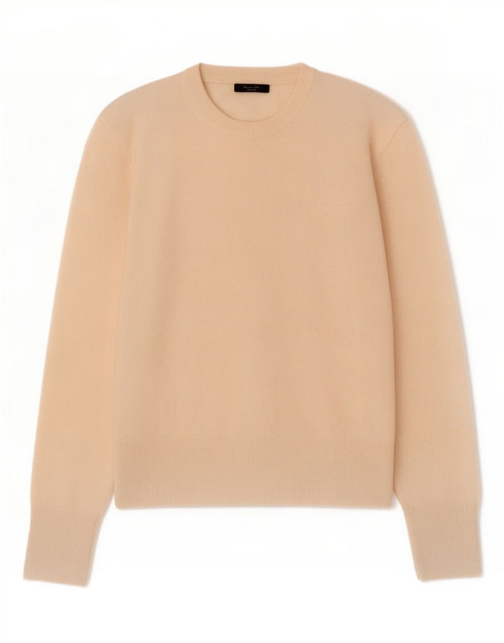 Massimo Dutti Damen-Pullover mit Rundhalsausschnitt, Gr. 14, Mittelbeige