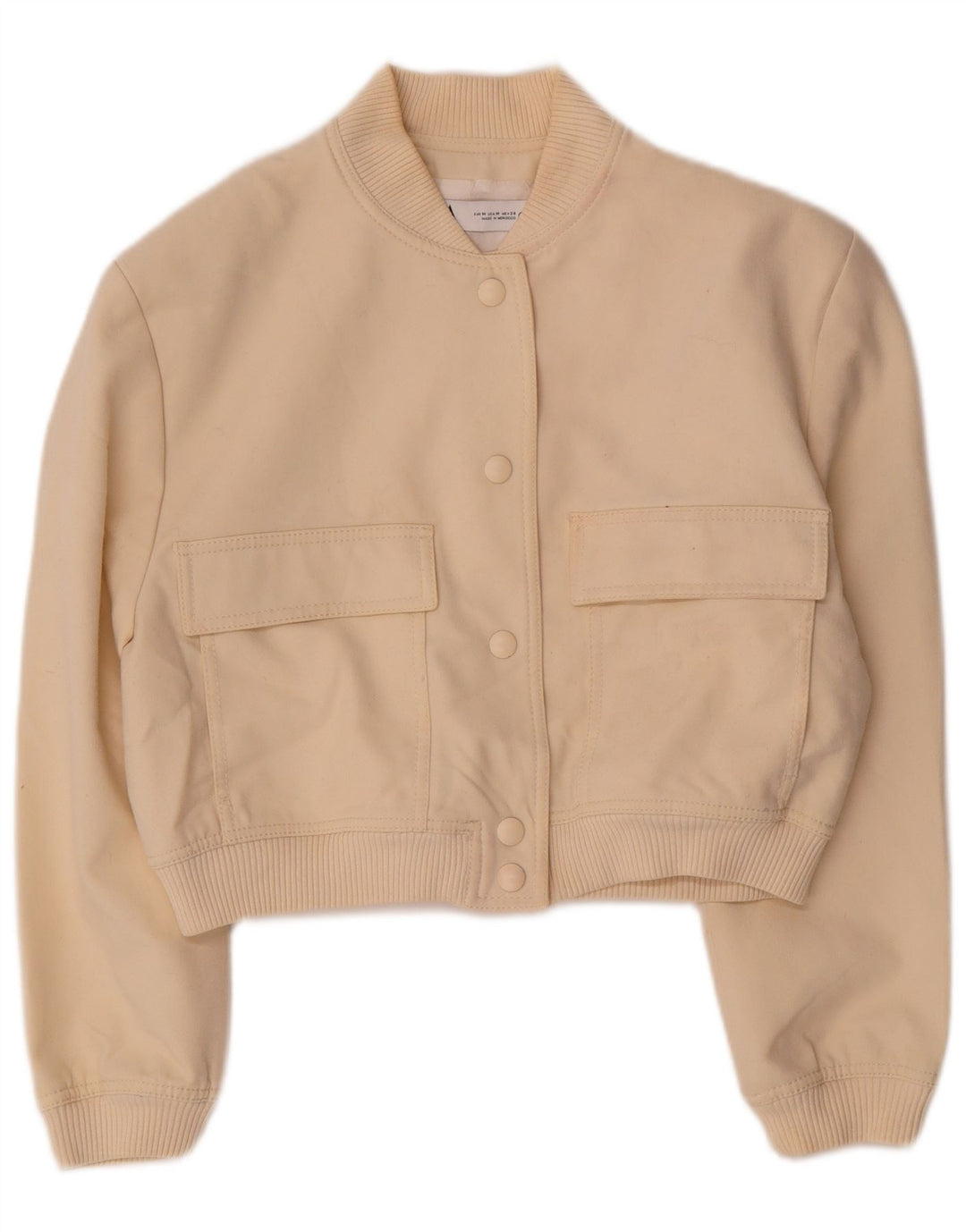 Zara Damen Crop Bomberjacke UK 14 Mittelbeige Viskose