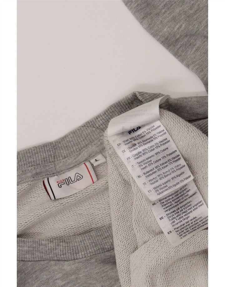 Fila Herren-Sweatshirt mit Grafik, groß, graue Farbblock-Baumwolle