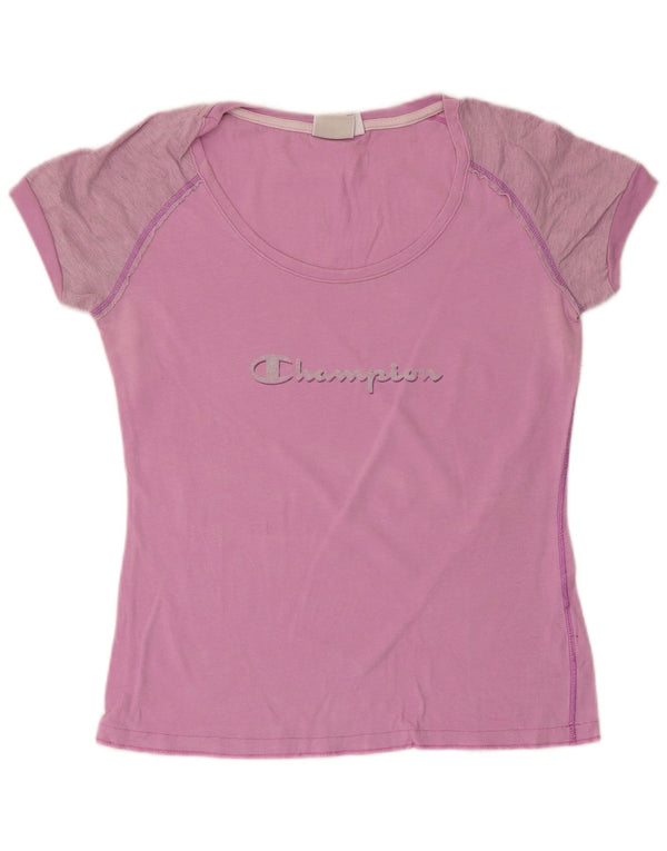 Champion Damen Grafik-T-Shirt-Oberteil UK 12 Mittelrosa