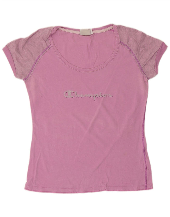 Champion Damen Grafik-T-Shirt-Oberteil UK 12 Mittelrosa