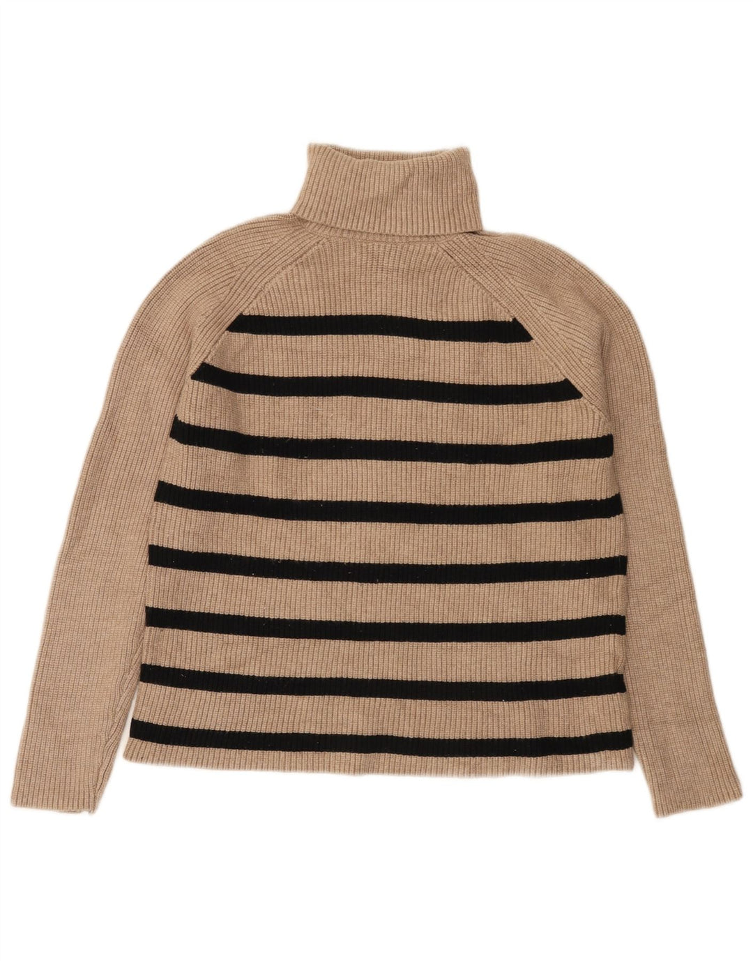 Marks & Spencer Rollkragenpullover für Damen, UK 12, Mittelbeige gestreift