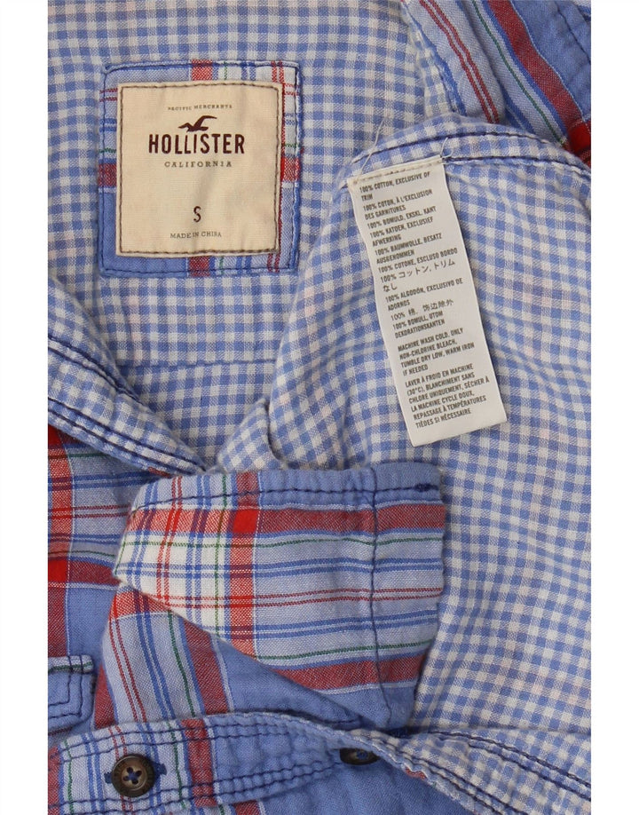 HOLLISTER Flanellhemd für Damen, UK 10, klein, blau kariert, Baumwolle