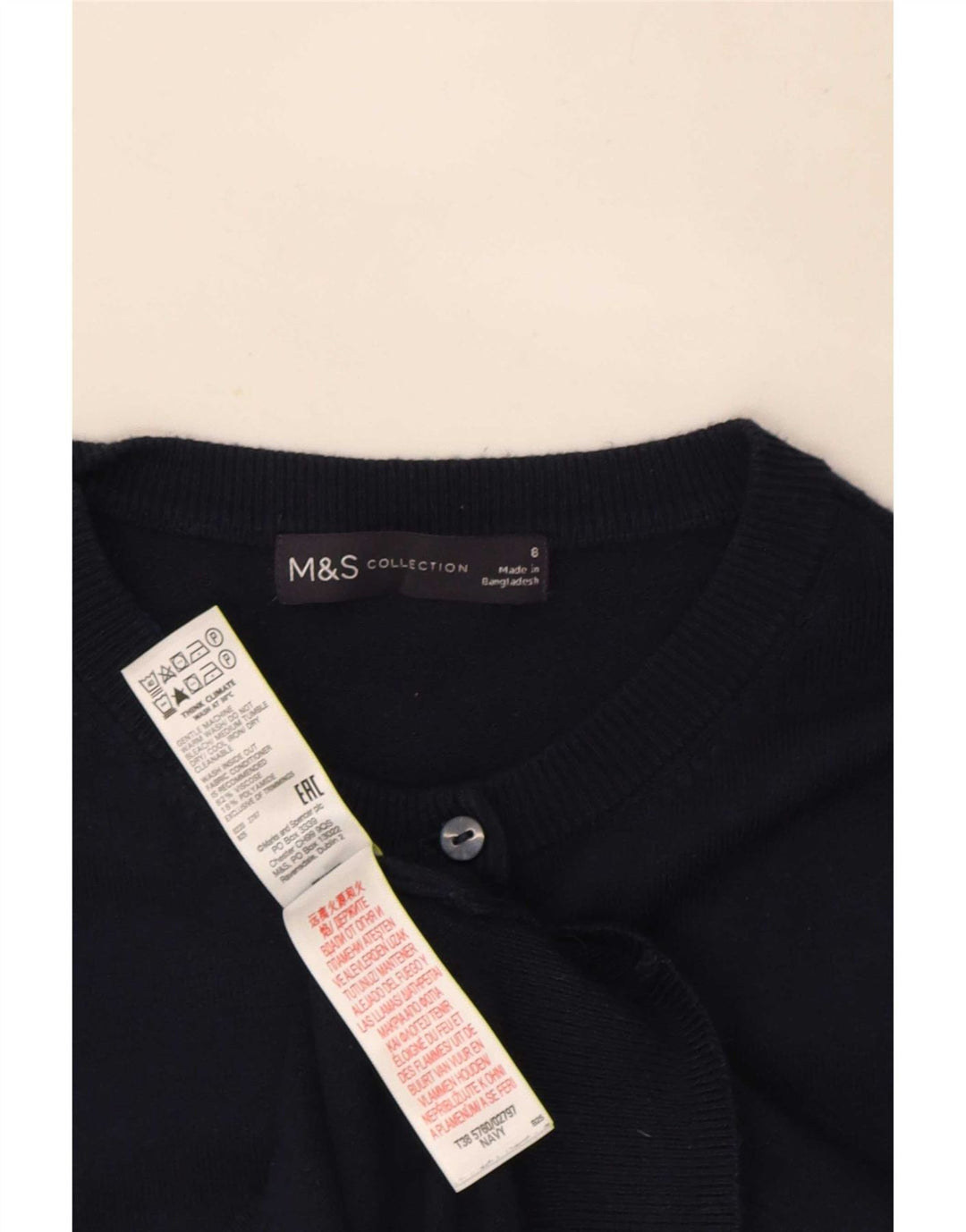 Marks & Spencer Damen-Strickjacke, Gr. 8, Marineblau, Viskose