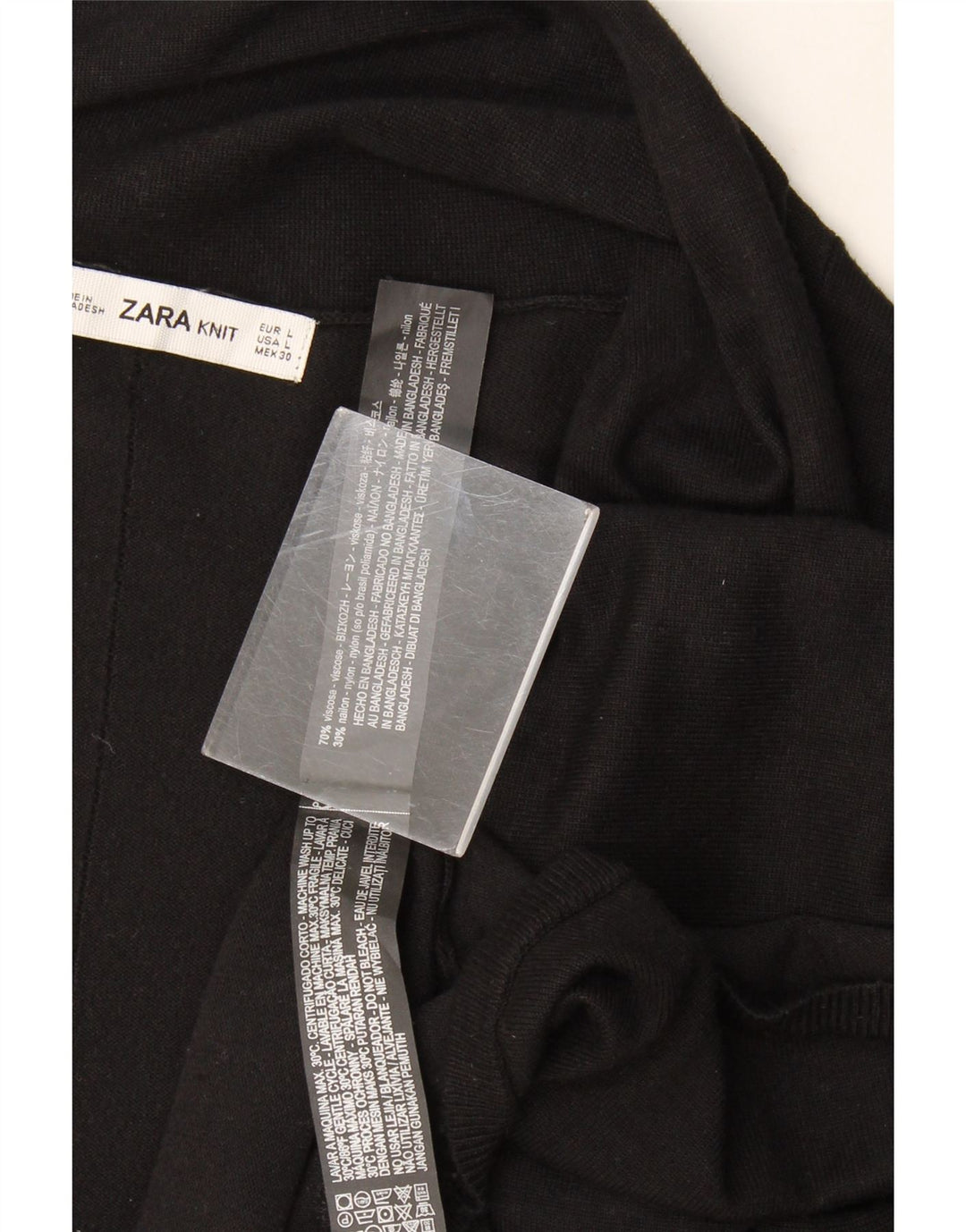 Offener Strickjackenpullover für Damen von Zara, UK 14, Größe L, schwarze Viskose