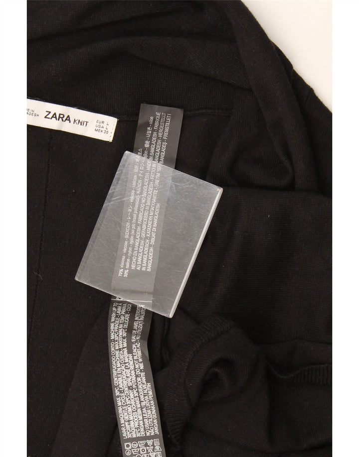 Offener Strickjackenpullover für Damen von Zara, UK 14, Größe L, schwarze Viskose