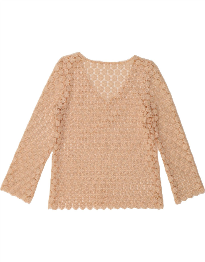 VINTAGE Womens Crochet See Through Top UK 12 Medium Beige Vintage Vintage and Second-Hand Vintage from Messina Hembry 