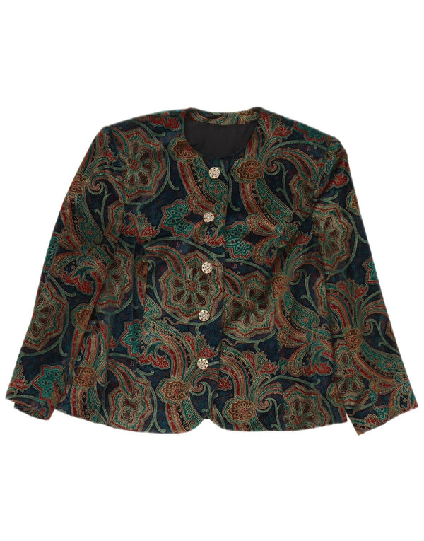 Vintage Damen 3/4 Ärmel Blazer Jacke UK 14 Medium Mehrfarbig Paisley