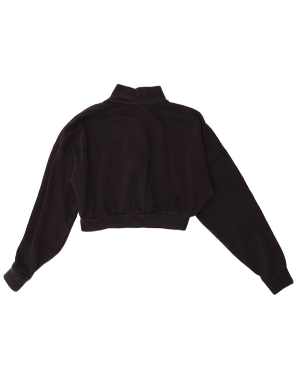 Nike Damen-Sweatshirt, übergroß, kurz geschnitten, mit Reißverschluss, UK 6, XS, Schwarz, Baumwolle