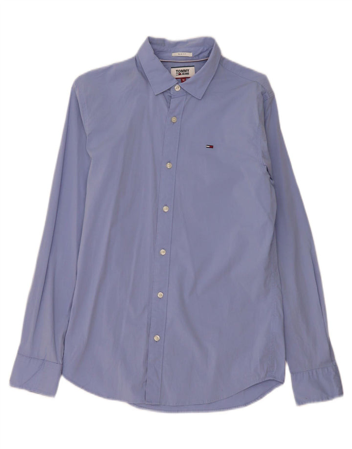 Tommy Hilfiger Herren-Slim-Fit-Hemd aus mittelblauer Baumwolle