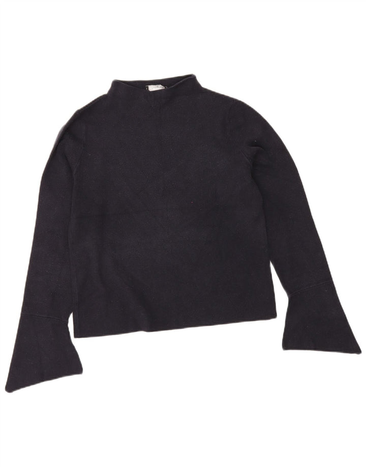 Marks & Spencer Damen Top Langarm UK 12 Medium Marineblau Viskose