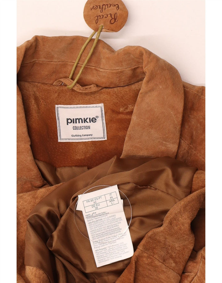 Pimkie Damen Crop Wildlederjacke EU 38 Mittelbraunes Leder