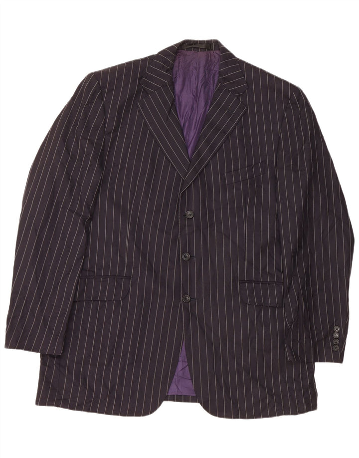 Marks & Spencer Herren-Blazer mit 3 Knöpfen, UK 44, 2XL, Marineblau, Nadelstreifen