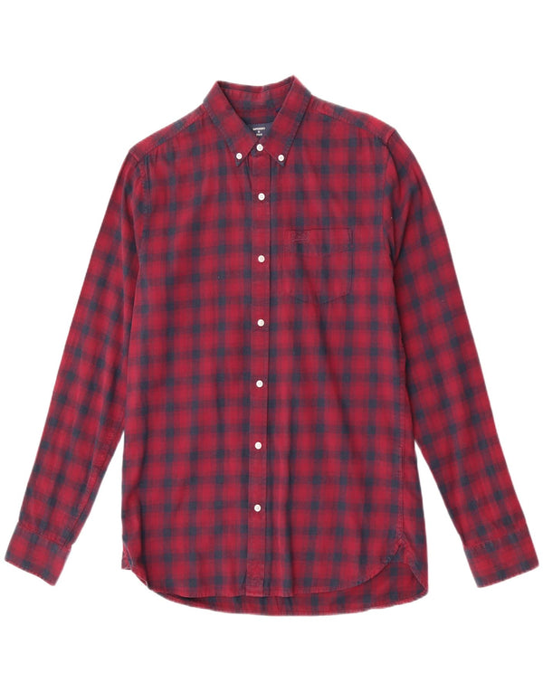 Superdry Herren-Flanellhemd, mittelgroß, Burgunderrot, kariert, Baumwolle