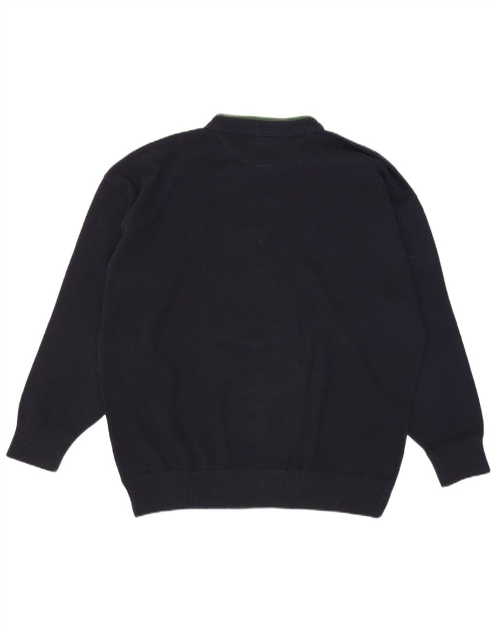Alexander's Herren-Pullover mit grafischem Rundhalsausschnitt, 2XL, marineblaue Wolle