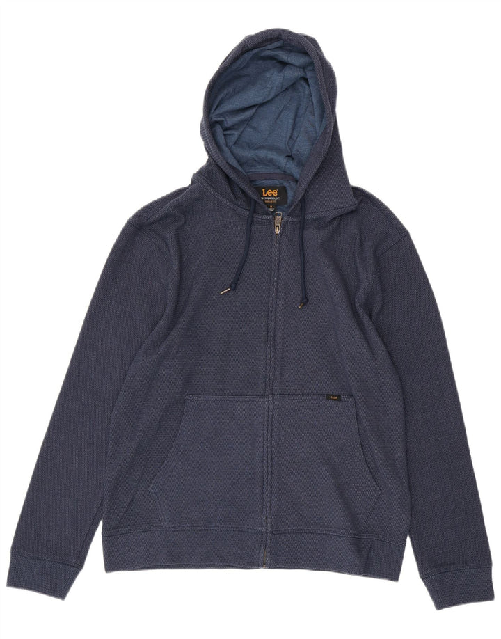 LEE Herren-Kapuzenpullover mit normaler Passform und Reißverschluss, mittlere marineblaue gepunktete Baumwolle