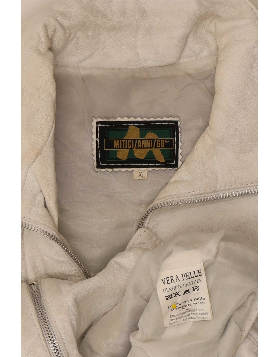 Mitici Anni Damen Leder Bikerjacke UK 18 XL Weiß