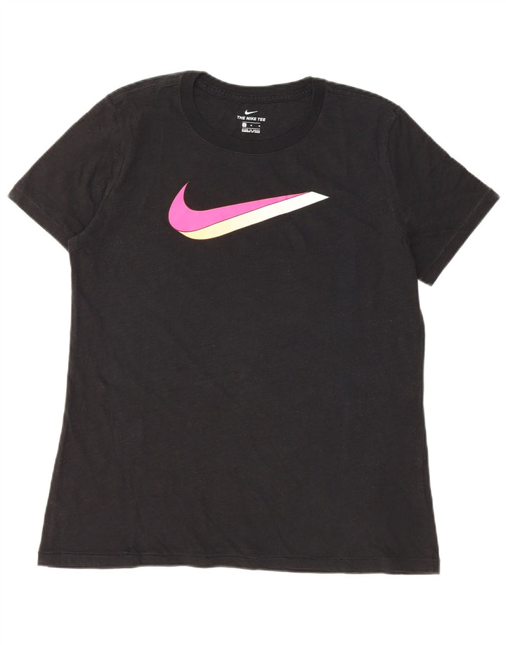 Nike Damen Graphic T-Shirt Top UK 14 Medium Schwarz