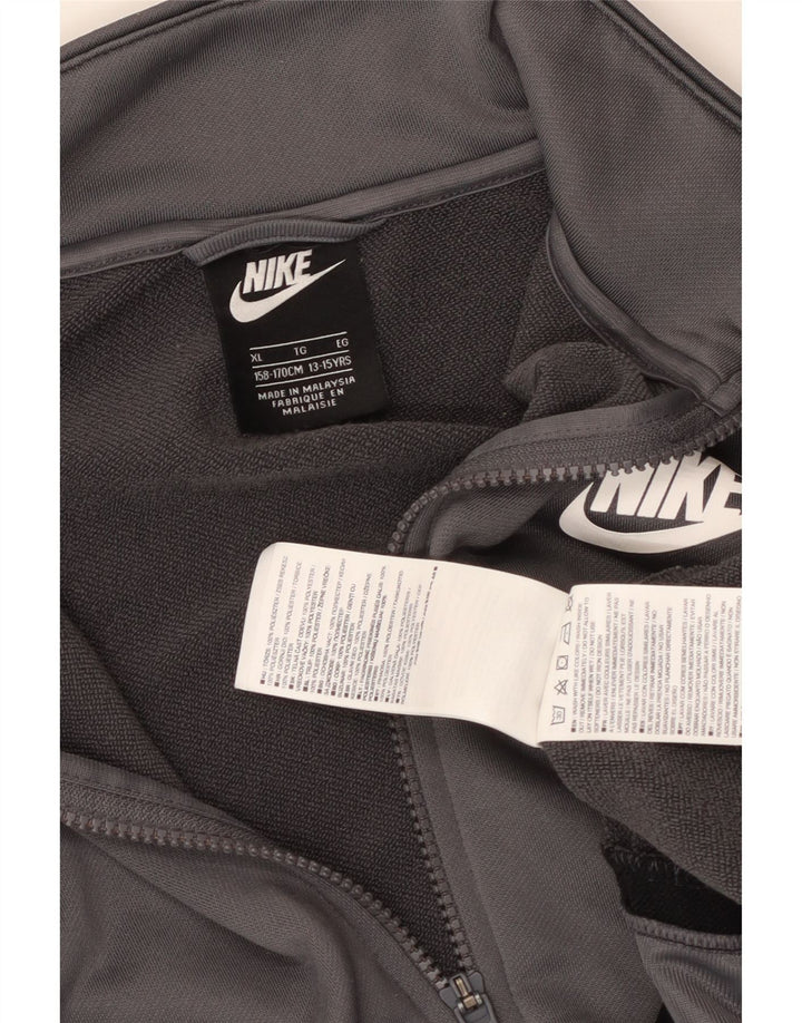 NIKE Boys Tracksuit Top Jacket 13-14 Years XL  Grey Colourblock Polyester
