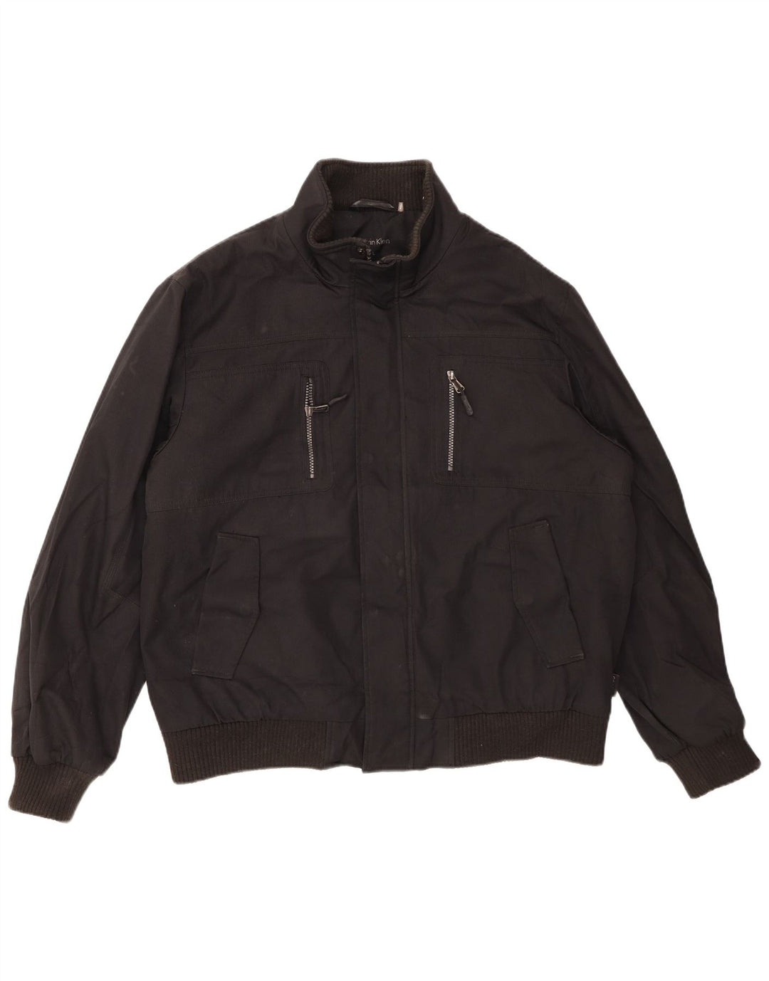 CALVIN KLEIN Herren Bomberjacke UK 40 Large Schwarz Polyester