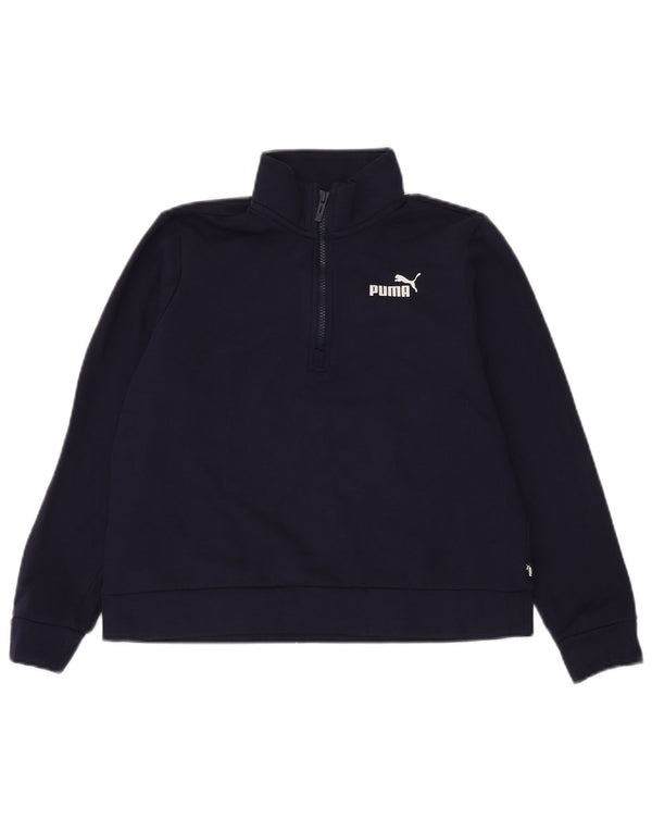 Puma Damen-Sweatshirt mit Reißverschluss, UK 14, mittelmarineblaue Baumwolle