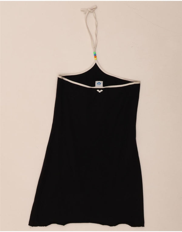 Arena Damen Mini Neckholder Kleid UK 6 XS Schwarz Baumwolle