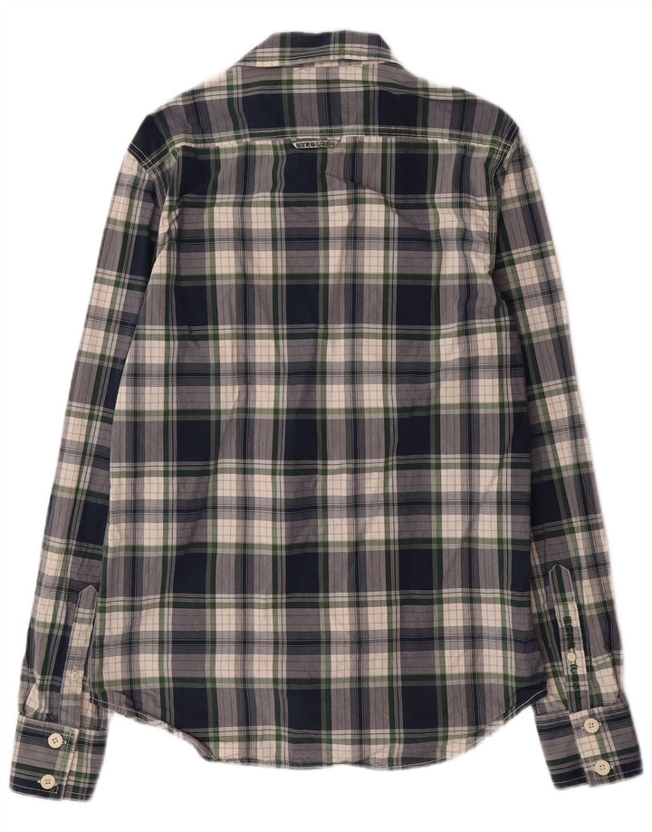SUPERDRY Herren-Hemd, groß, marineblau, kariert, Baumwolle