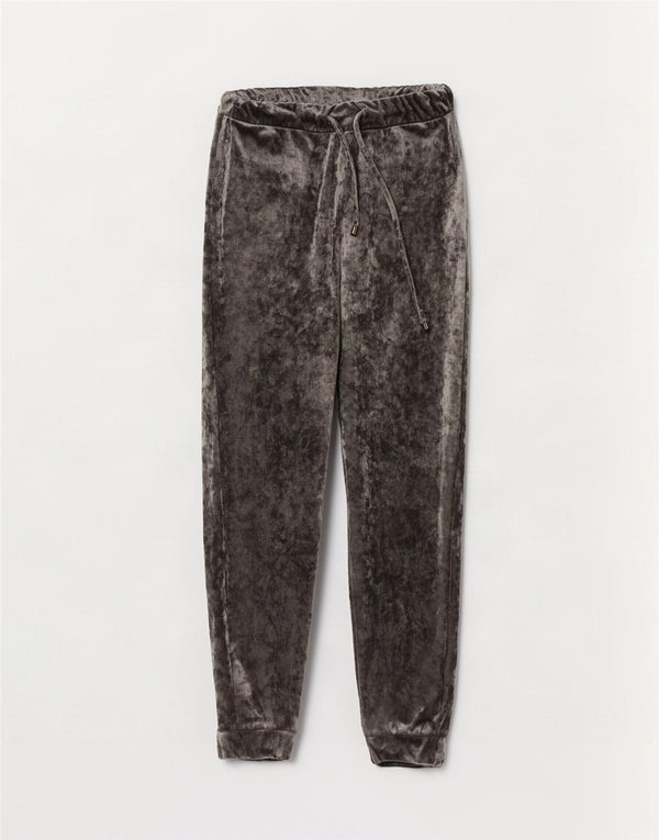 Marks & Spencer Damen Velours-Trainingshose, Jogginghose, Gr. 8, klein, Grau