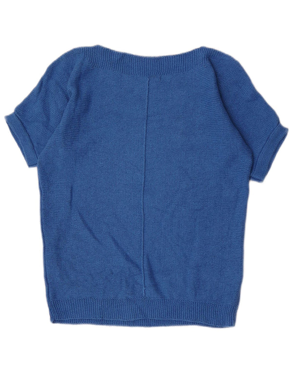 White Stuff Damen-Pullover, kurzärmelig, U-Boot-Ausschnitt, Gr. 8, Blau