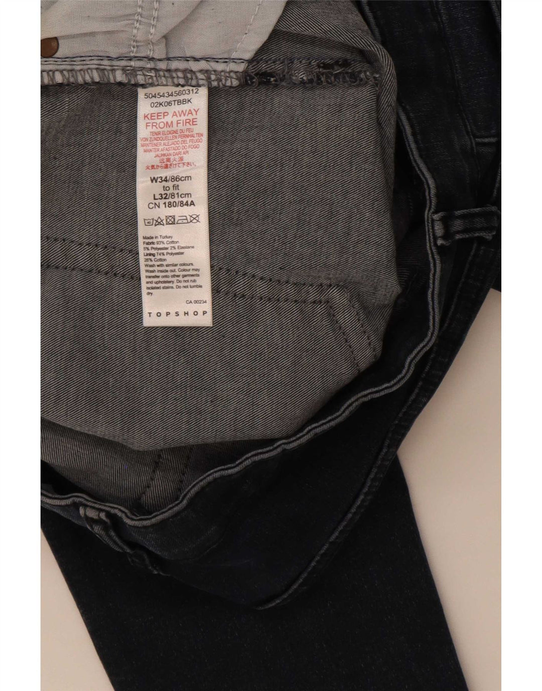 Topshop Damen Skinny Jeans W34 L32 Marineblau Polyester