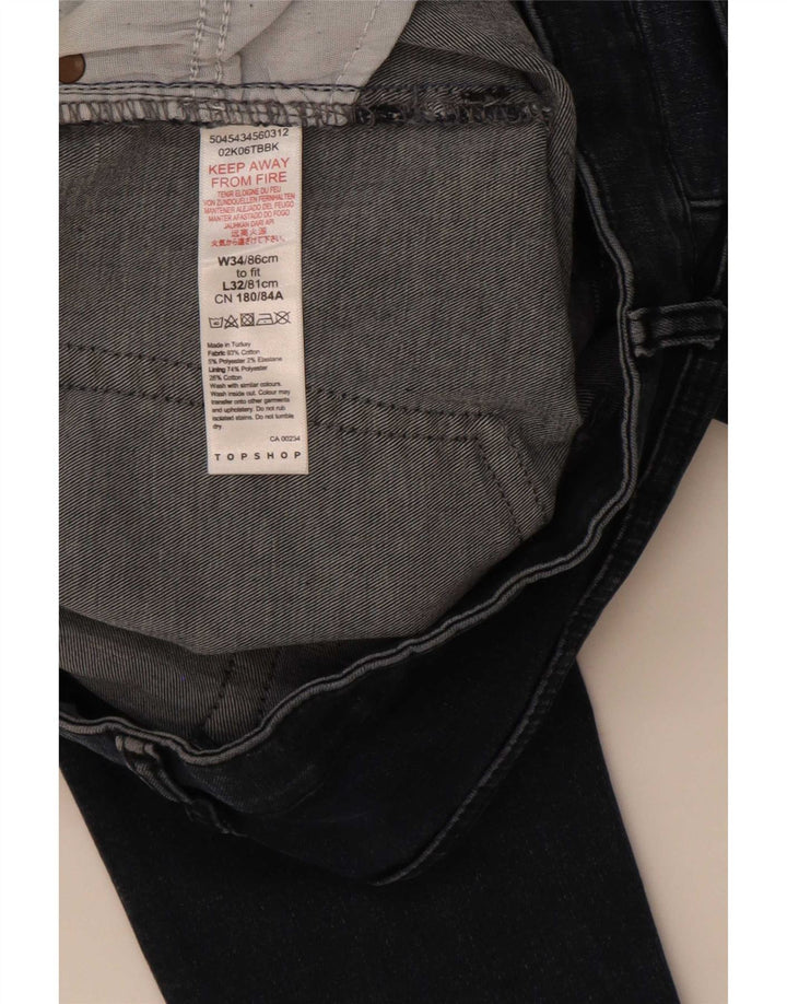 Topshop Damen Skinny Jeans W34 L32 Marineblau Polyester