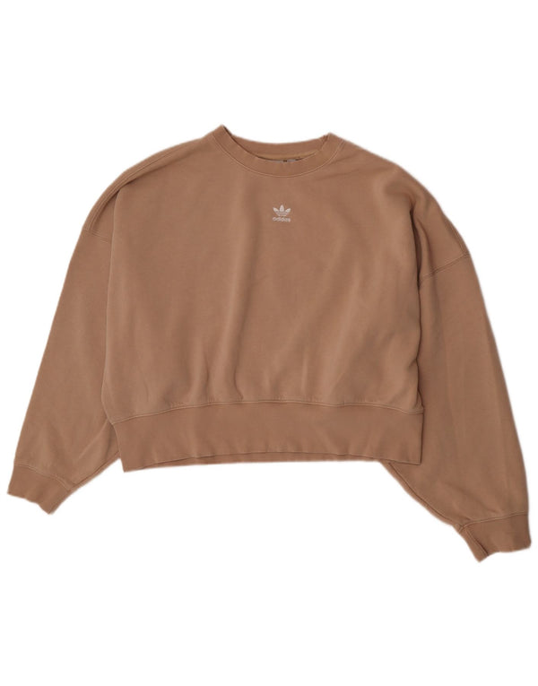 Adidas Damen Crop Oversized Sweatshirt Pullover UK 10 Small Beige