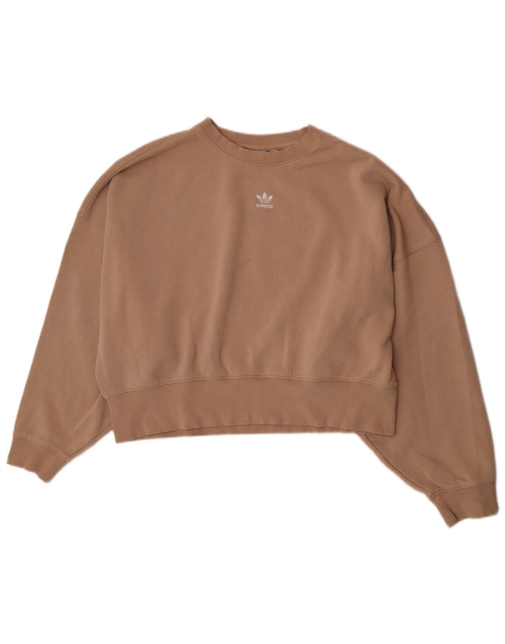 Adidas Damen Crop Oversized Sweatshirt Pullover UK 10 Small Beige